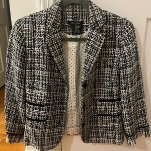 Etcetera Women's Classic Black and White Plaid Blazer